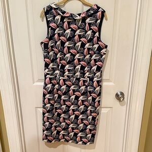 Boden Pink and Black Floral Midi Dress